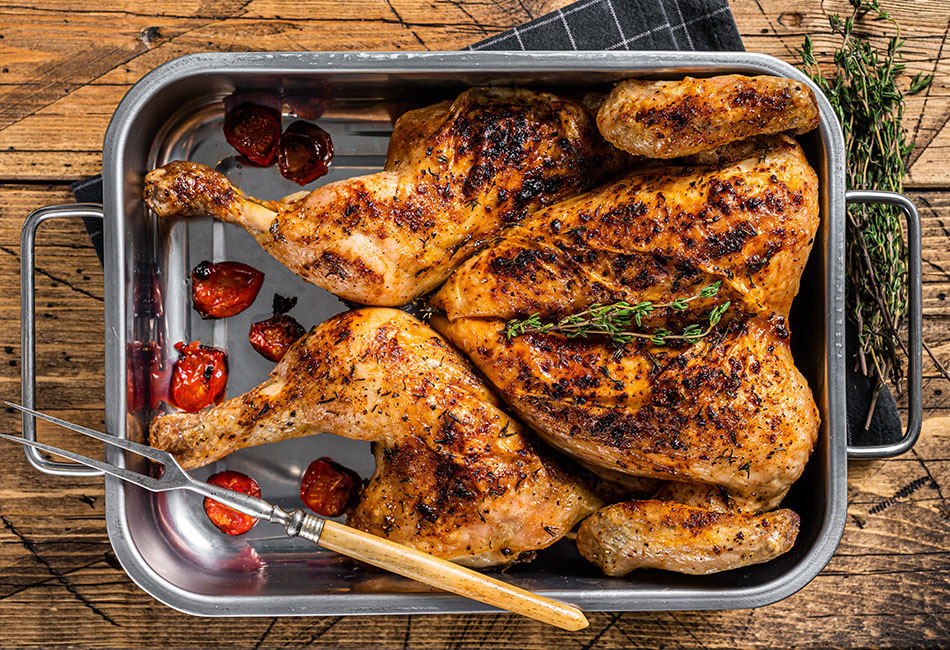 Carnicería Online. Platos caseros de carnicería con envío a domicilio en Castellón. Pollo al horno.